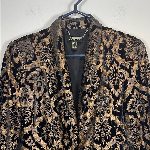 Cartise Chic Black and Bronze Burnout Velvet Patterned Blazer - Picture 6 of 11